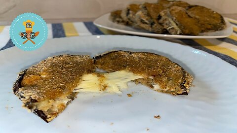Cheesy Eggplant Appetizer / Μελιτζάνες Πανέ Γεμιστές Με Κίτρινο Τυρί