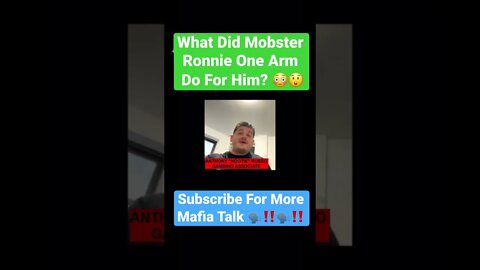 What Did Mobster Ronnie One Arm Do For Him? 😳😲#ronnieonearm #mafia #gambino #anthonyhootierusso