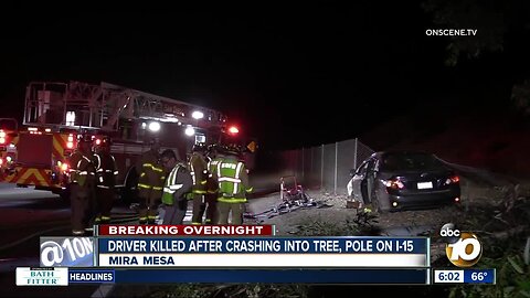 Woman dies after crashing into tree, light pole in Mira Mesa