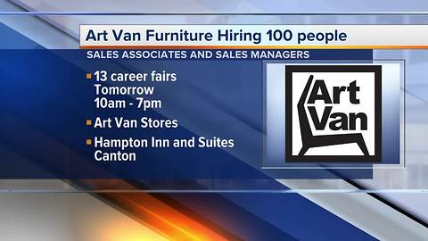 Art Van Furniture is hiring 100 people during 13 career fairs Sept. 28, 2017