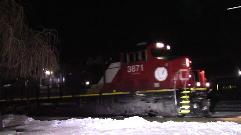 Potash Train CN 3871 & Rear CN 3012 Engines West In Ontario