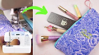 Easy Zipper Pouch Sewing Project 💄 DIY Cosmetic Bag Tutorial