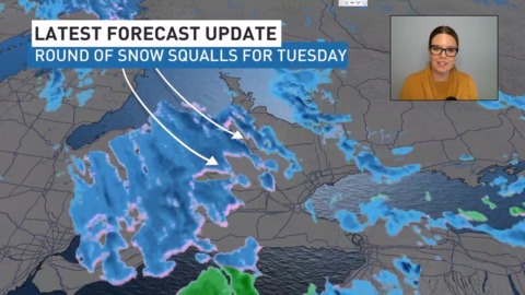 Snow squalls for not only the snowbelts for Tuesday in Ontario, amounts are here