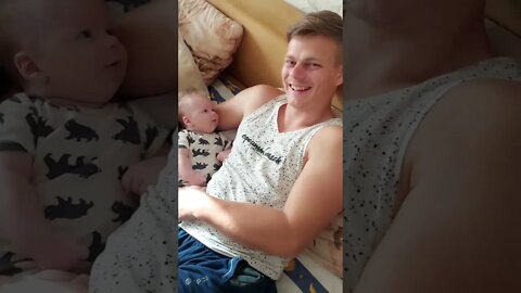 Newborn toddler learns to talk to his dad #shorts