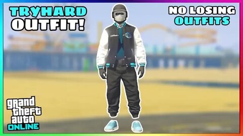 Blue Clifford Varsity Invisible Torso Black Joggers Glitched Tryhard Outfit (GTA Online)