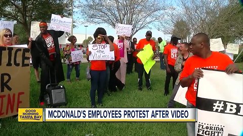 McDonald's employees protest after viral video