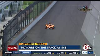 IndyCars on the track at IMS this week