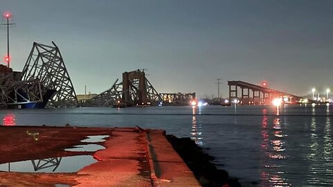 Baltimore Key Bridge Collapsing after being Struck by a Large Ship