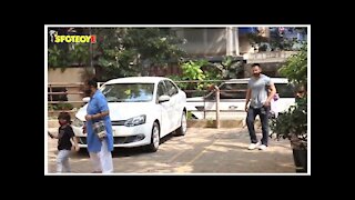 Saif Ali Khan with son Taimur snapped outside their Residence | SpotboyE