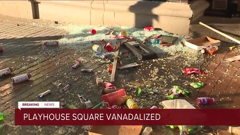 Vandals cause widespread damage to businesses around Cleveland's Playhouse Square