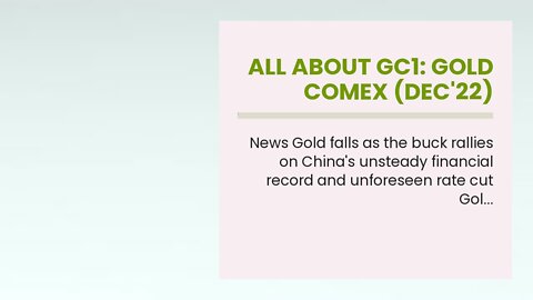 All About GC1: Gold COMEX (Dec'22)