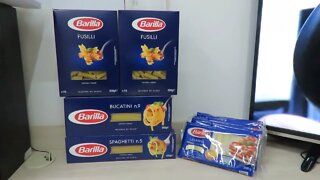 Barilla: Massa com Ovos Lasanha; Macarrão Grano Duro Fusilli, Bucatini, e Spaguetti N.5