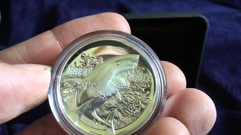 2015 Proof Silver High Relief Great White Shark Coin