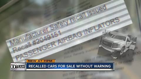 An estimated 780,000 cars with unfixed safety recalls either for sale or on the road in Tampa Bay