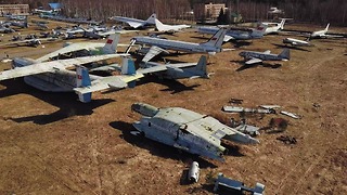 Abandoned experimental soviet planes captured from drone