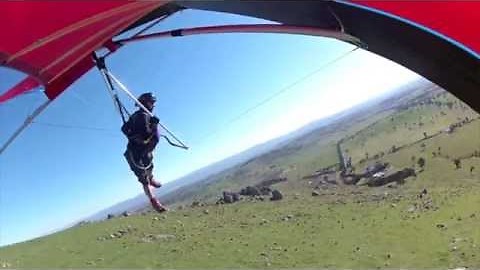 Hang-glider has bad take off and crashes into rock