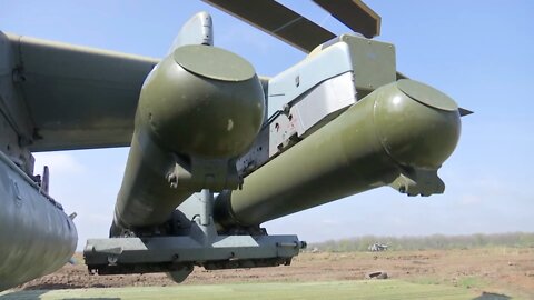 Crews of Ka-52 reconnaissance attack helicopters and Mi-8AMTSh transport attack helicopters