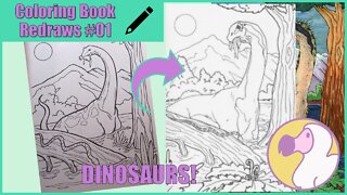 Redrawing Kid Coloring Book Pages *DINOSAURS*