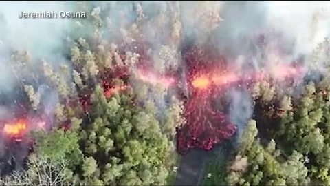 Drone video captures Kilauea Volcano eruption