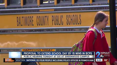 Officials may extend Baltimore County Public School day by 15 minutes