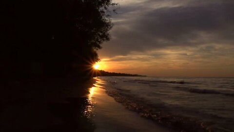 Beachfront B Roll Sunset Waves Wide Free to Use HD Stock Video Footage