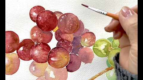Easy Grapes Painting in watercolor