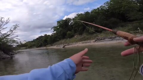 The #joy of #flyfishing for #guadalupe #bass using a #3 #wt #flyrod on a #crystal #clear #river #fly