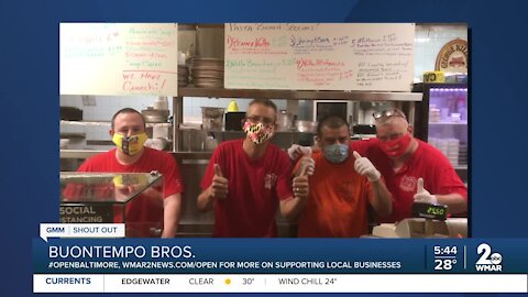 Buontempo Brothers in Bel Air says "We're Open Baltimore!"