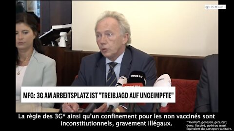 Maître Brunner: "Le passeport sanitaire et un confinement pour les non vaccinés sont inconstitutionnels, gravement illégaux."