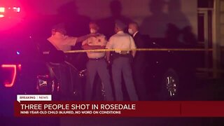 Two adults, 9-year-old shot overnight in Rosedale