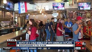 Fan club cheering Women's National Team during World Cup game