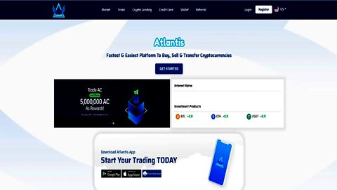 We get 3000 AC from the new Atlantis crypto exchange For registration (without verification)