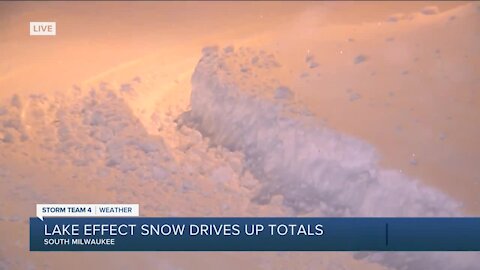 Lake effect snow drives up totals on lakeshore