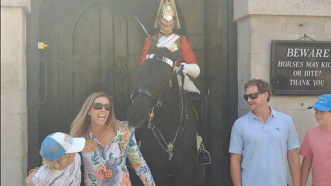 Tourist bitten by the kings guard horse (arnie) #horseguardsparade