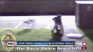 Video: Florida man drops stolen TV from getaway scooter
