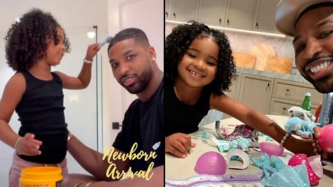 Tristan Thompson's Daughter True Apply's Wave Gel To Daddy's Hair! 💁🏾‍♂️