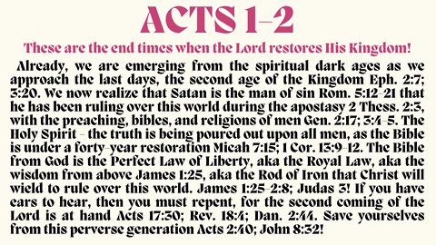 Acts 2; REV. 18:4 A WARNING FROM GOD FOR LAST DAYS; SAVE YOURSELVES FROM THIS PERVERSE GENERATION!