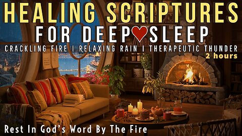 ❤️Peaceful RELAXING RAIN FIREPLACE Sounds HEALING BIBLE VERSES Deep Sleep Scriptures for Sleeping