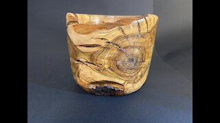 Wood turning a bowl from Redbud