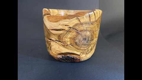 Wood turning a bowl from Redbud