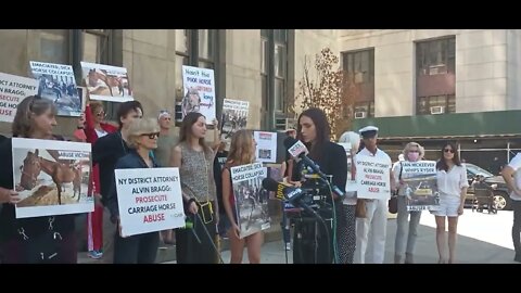 The Rally to Prosecute Criminal Carriage Horse Cages outside @ManhattanDA hosted by @BobHoldenNYC