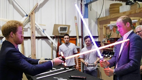 Princes William and Harry Tour The Star Wars Episode VIII Set