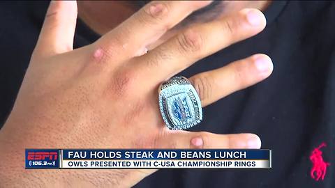 Florida Atlantic holds 'Steak and Beans' lunch, receives C-USA championship rings