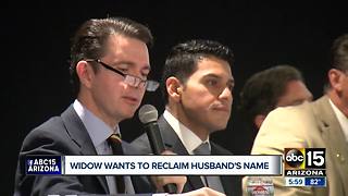 Widow of past politician wants to reclaim husband's name