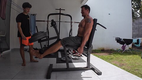 Father & Son Workout in Nicaragua - Cut Day 121 - Legs with 1 Set to Failure