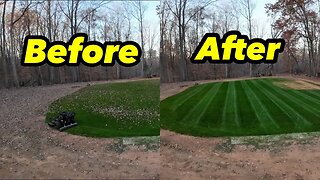 Blowing leaves and Mowing Stripes Wright Walk Behind Mower Billygoat Blower