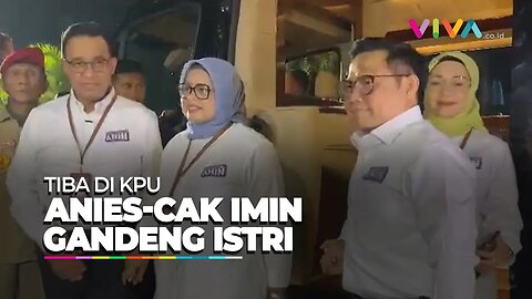 Bertulisan 'AMIN', Anies Baswedan dan Cak Imin Tiba di KPU