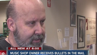 Music shop owner receives bullets in mail