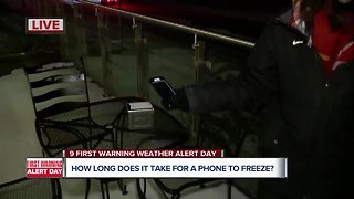 How long does it take for a phone to freeze in the cold?