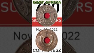 East Africa 5 Cents 1942.#shorts #coinnotesz #viral